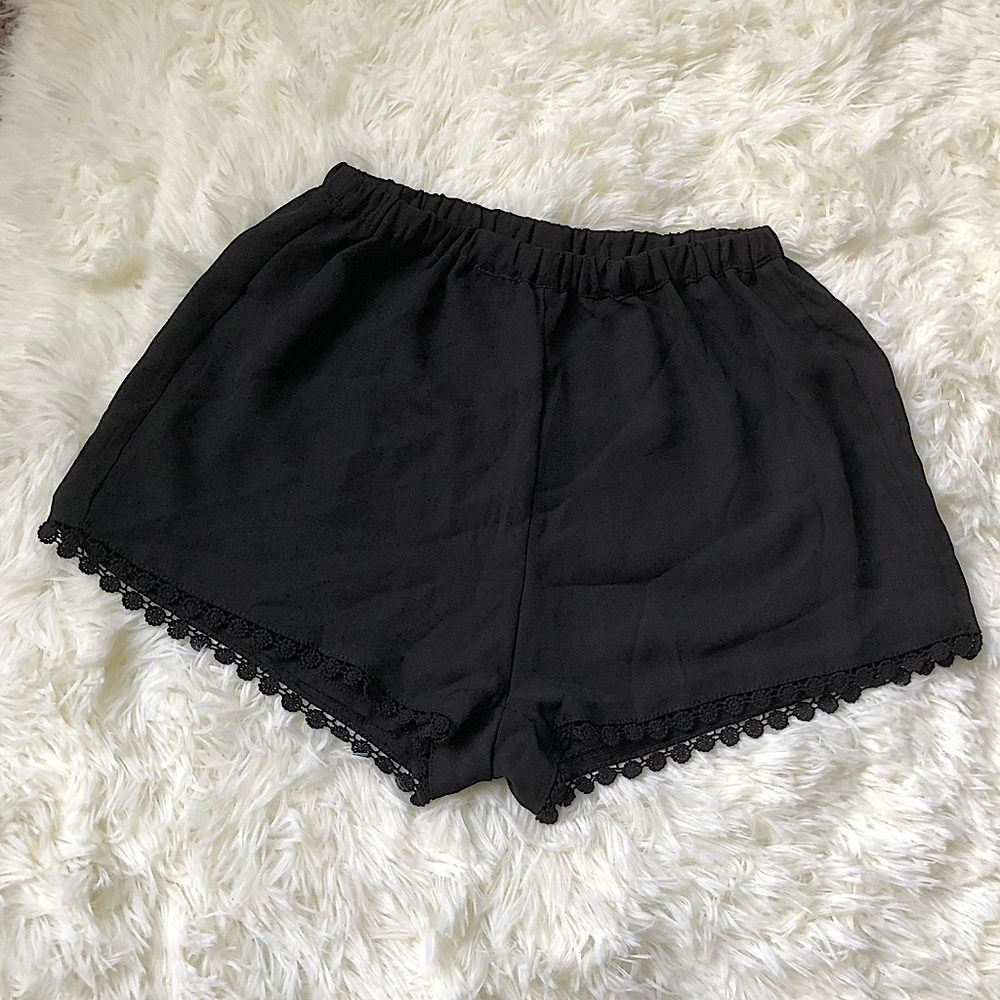 Brandy Melville Black Leticia Crochet Flower Shorts